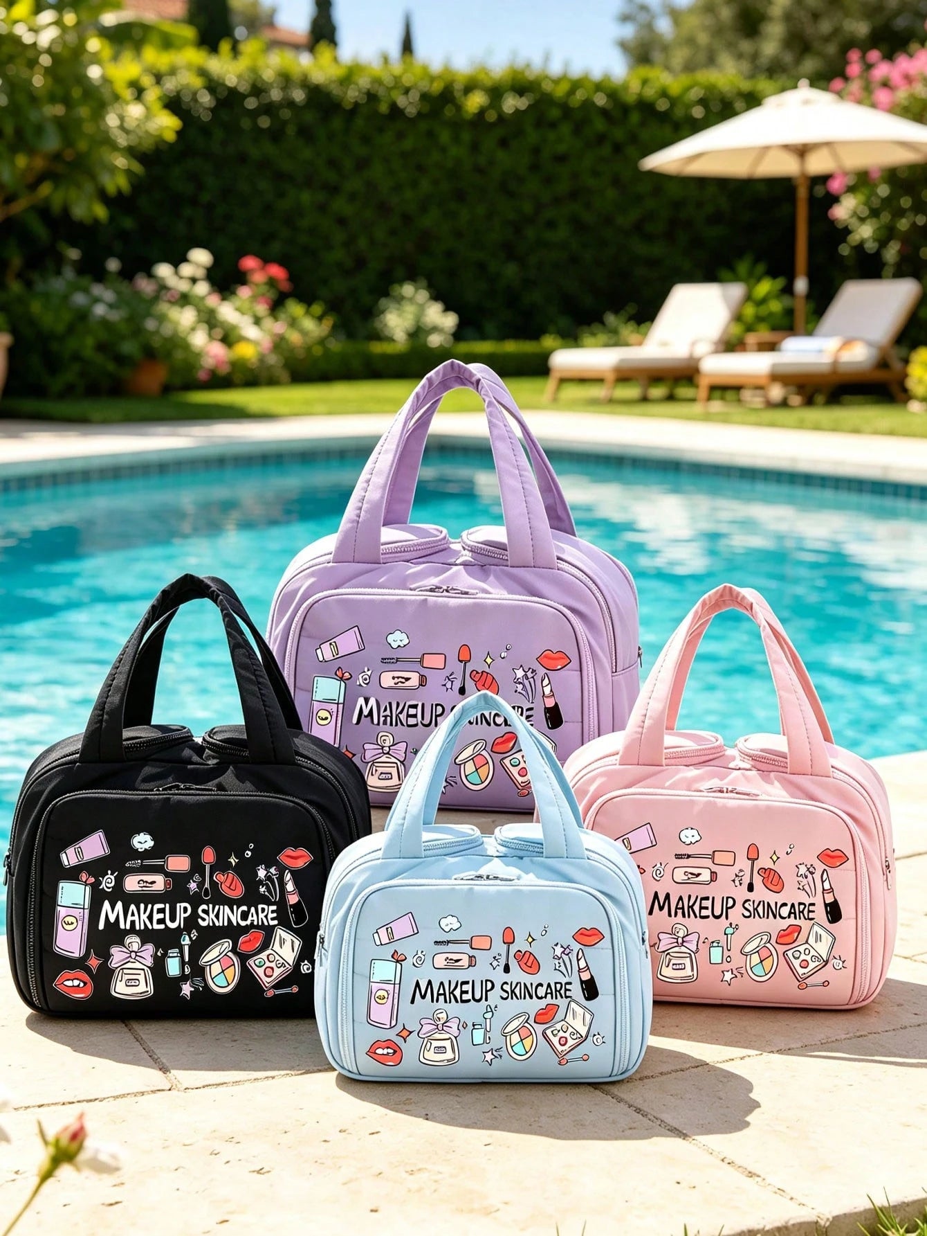 Women's Cute Beauty Skincare Travel Storage Bag, Cosmetic Organizer Bag, Portable Makeup Bag, High-Quality Travel Toiletry Bag, Large Capacity Women's Beauty Organizer Bag- Lightweight Foldable Cosme