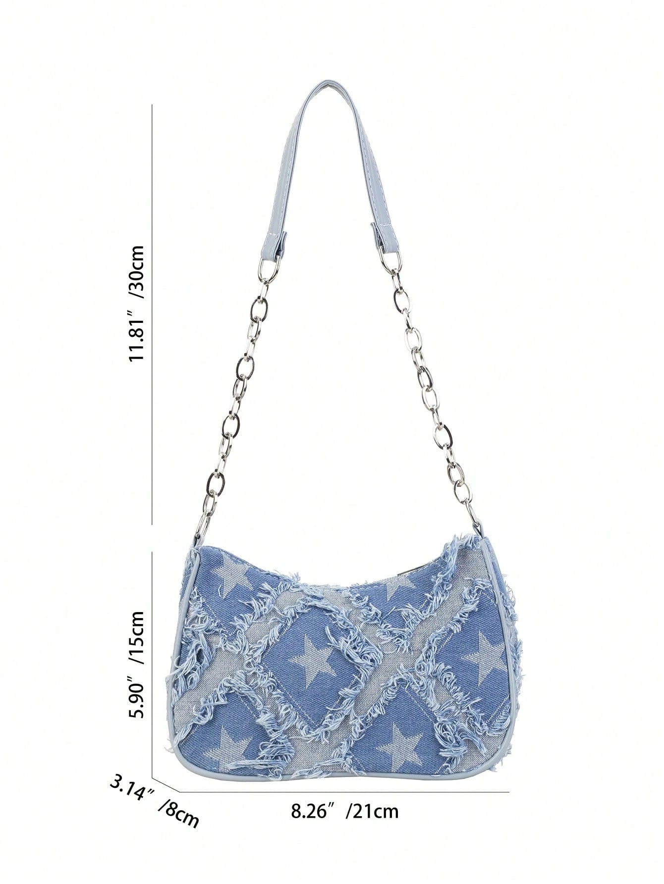Women's Decorative Buckle Detail Stitching Chain Strap Shoulder Bag, Street Fashion Bohemian Style