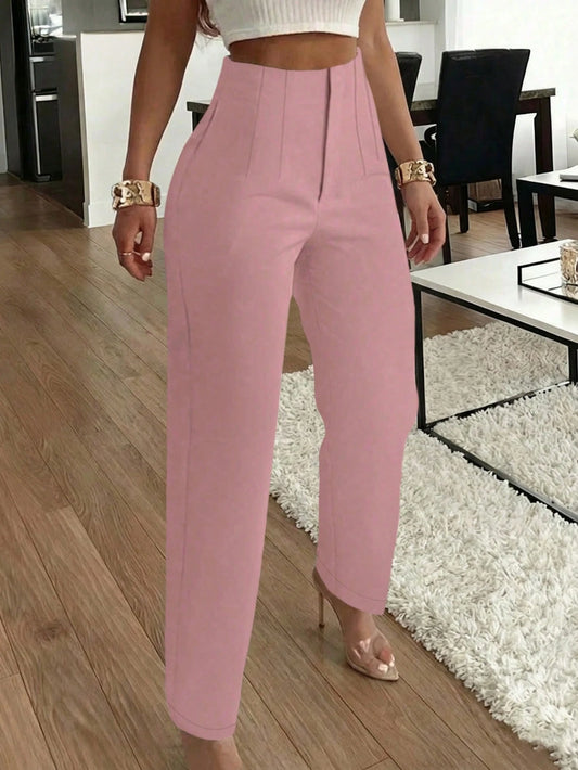 Women's Elegant Commute Pleated Side Pocket Tapered Leg Pants