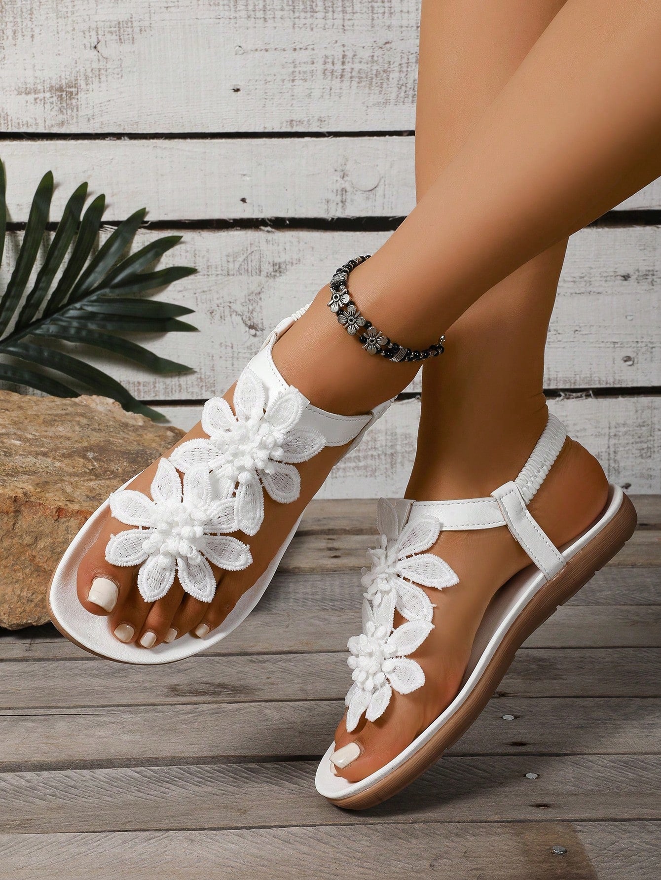 Women's Elegant Floral Decor Shoes, Cute Open Toe Design, Summer Fairy Tale Style Vacation Sandals. Runs Small One Size