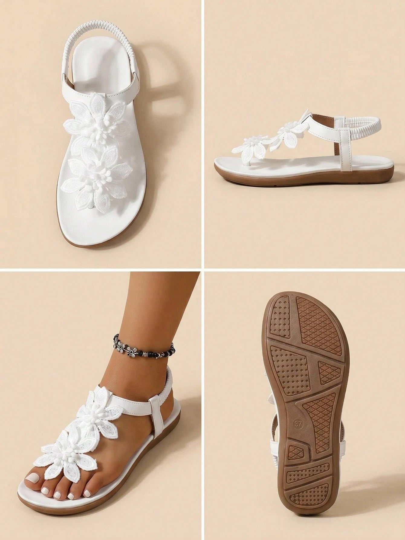 Women's Elegant Floral Decor Shoes, Cute Open Toe Design, Summer Fairy Tale Style Vacation Sandals. Runs Small One Size