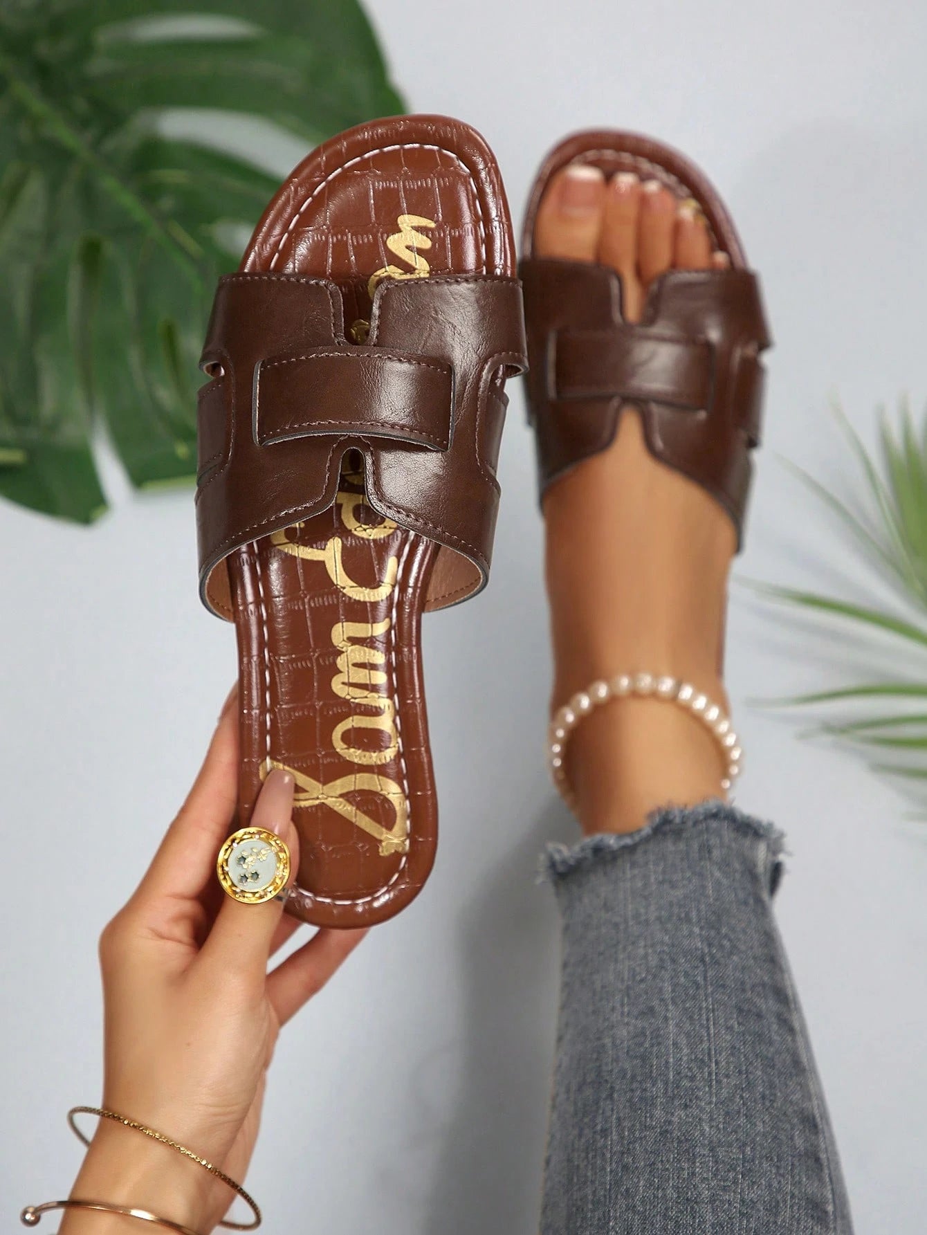 Women's Flat Mule Sandals, Open Toe Lightweight Luxury Slippers, Fashion Korean Style French Chic, Suitable For Dresses, Outdoor, Beach,Summer Shoes