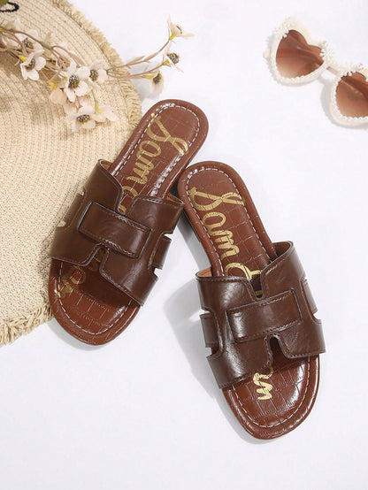 Women's Flat Mule Sandals, Open Toe Lightweight Luxury Slippers, Fashion Korean Style French Chic, Suitable For Dresses, Outdoor, Beach,Summer Shoes