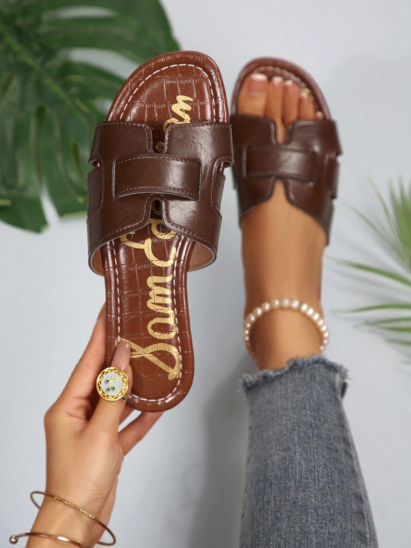 Women's Flat Mule Sandals, Open Toe Lightweight Luxury Slippers, Fashion Korean Style French Chic, Suitable For Dresses, Outdoor, Beach,Summer Shoes