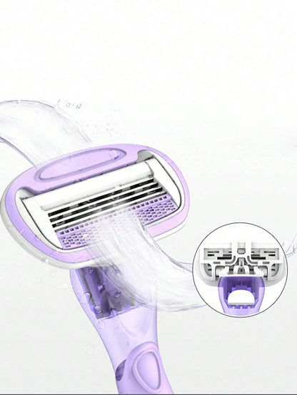 Women's Long Handle And Short Handle Razor Set, Suitable For Underarms, Legs And Bikini Area, Multi-Functional Comprehensive Portable Razor, Pink Manual Razor, Women's Bikini Manual Safety Razor Blade