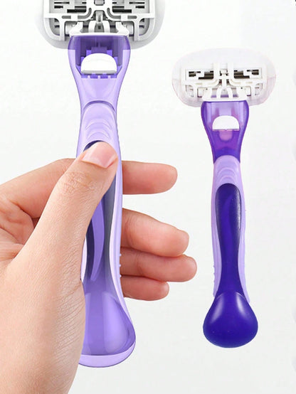 Women's Long Handle And Short Handle Razor Set, Suitable For Underarms, Legs And Bikini Area, Multi-Functional Comprehensive Portable Razor, Pink Manual Razor, Women's Bikini Manual Safety Razor Blade