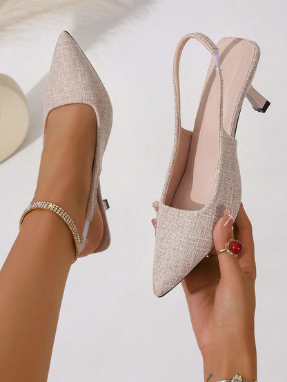 Women's Party Evening Pointed Toe Fashion Elegant Black Open Back High Heel Pumps Closed Toe Slingback Sandals Stiletto Heels Plus Size Brown Beige Red