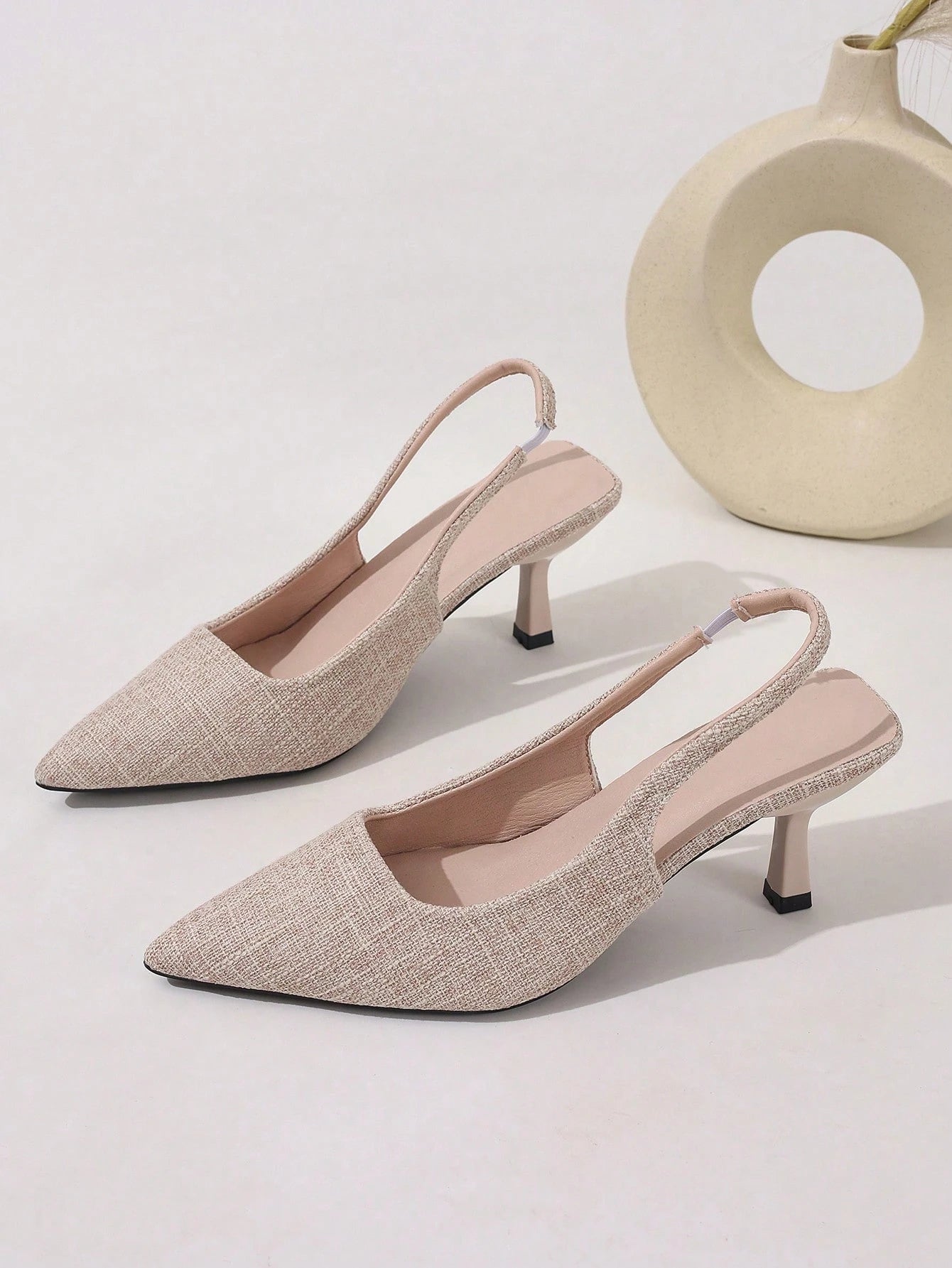 Women's Party Evening Pointed Toe Fashion Elegant Black Open Back High Heel Pumps Closed Toe Slingback Sandals Stiletto Heels Plus Size Brown Beige Red