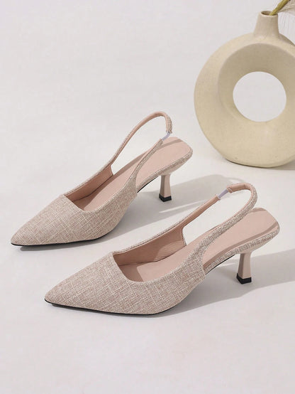 Women's Party Evening Pointed Toe Fashion Elegant Black Open Back High Heel Pumps Closed Toe Slingback Sandals Stiletto Heels Plus Size Brown Beige Red