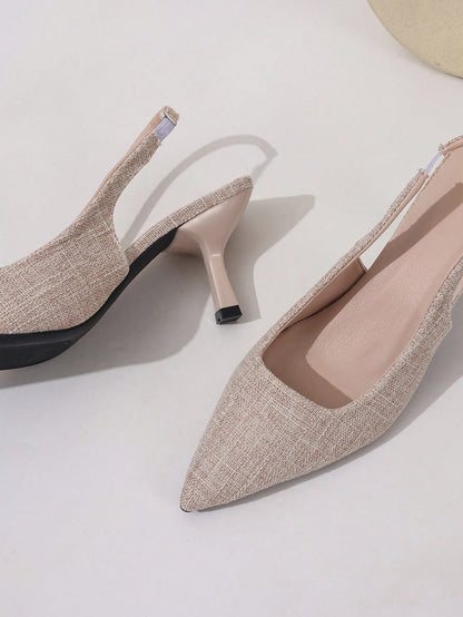 Women's Party Evening Pointed Toe Fashion Elegant Black Open Back High Heel Pumps Closed Toe Slingback Sandals Stiletto Heels Plus Size Brown Beige Red