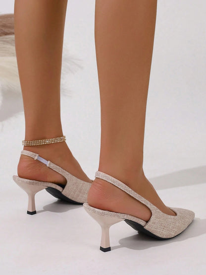 Women's Party Evening Pointed Toe Fashion Elegant Black Open Back High Heel Pumps Closed Toe Slingback Sandals Stiletto Heels Plus Size Brown Beige Red