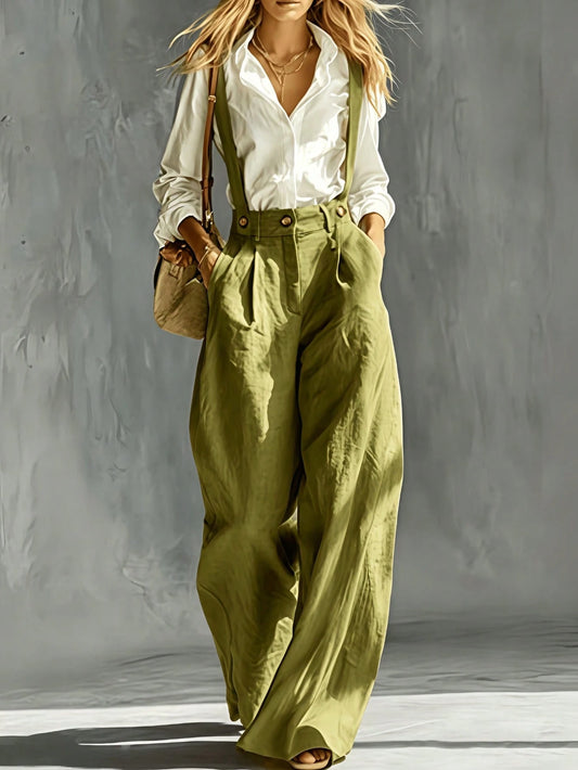 Women's Pink Loose French Casual Long Pants, Wide Leg High Waist Relaxed Fit, Solid Color High Waist Wide Leg Cargo Pants, Suitable For Office Wear, Soft And Breathable Pants, Suitable For Work And Bu