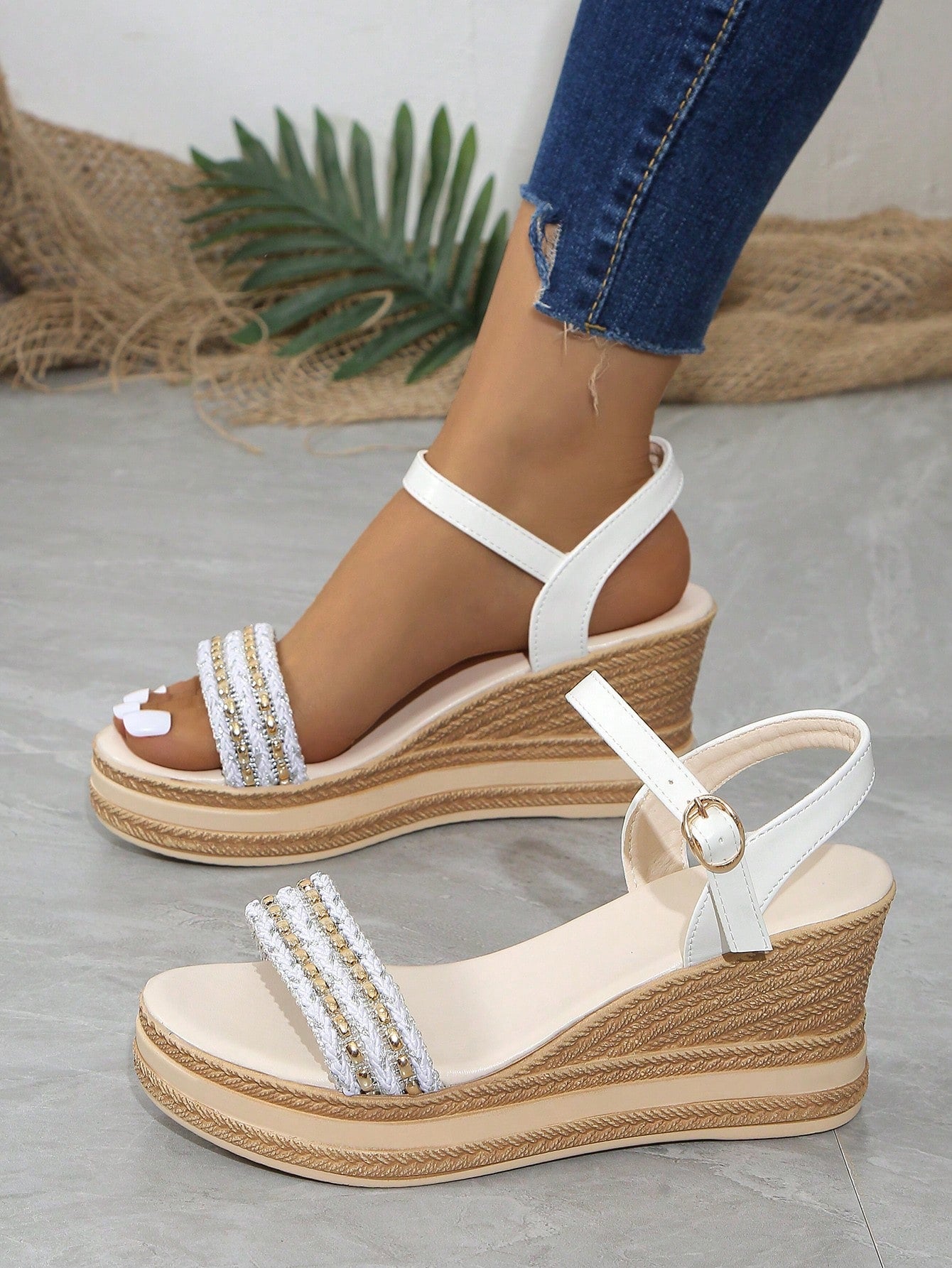 Women's Platform Wedge Sandals, Bow Knot Open Toe Thick Bottom High Heel Sandals, Outdoor Thick Sole Sandals For Vacation