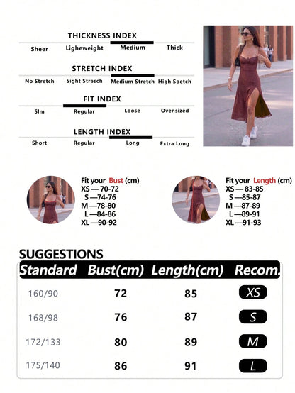 Women's Polka Dot Print Spaghetti Strap Dress, Sweetheart Neck Dress, Retro Elegant Mid-Length Dress Brown, French Girl Style Party