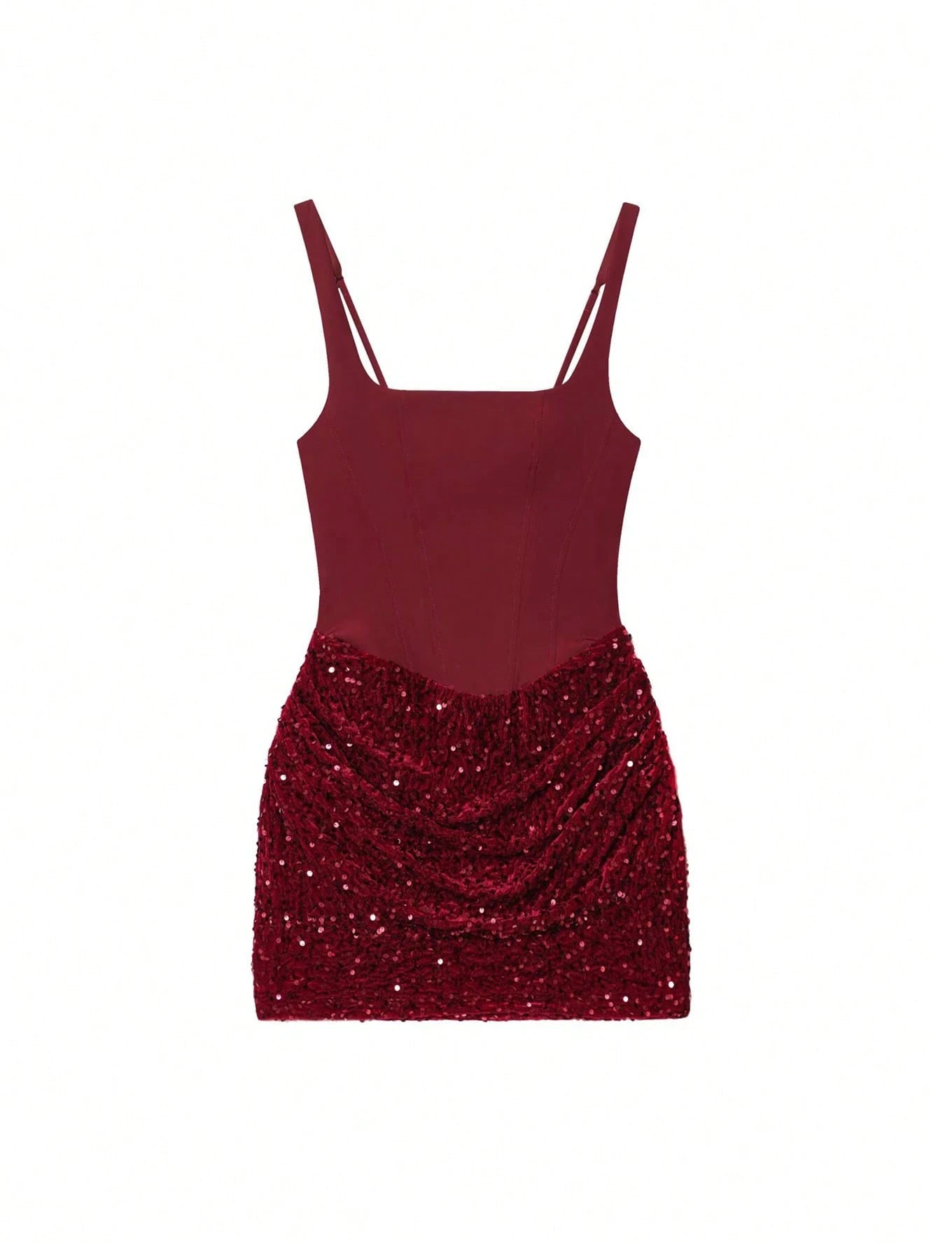 Women's Sexy Sequin Mini Dress, Square Neck, Fitted, Elegant Sexy Party Wedding Evening Gown Vacation Summer Red