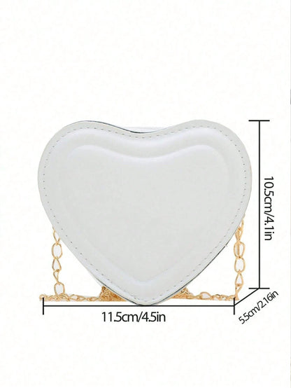 Women's Solid Color Heart Shaped Chain Shoulder Bag