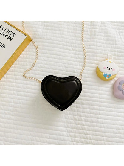 Women's Solid Color Heart Shaped Chain Shoulder Bag