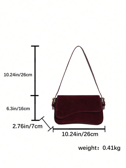 Women's Solid Color Matte Saddle Bag With Dual Shoulder Straps, Shoulder And Crossbody Wear