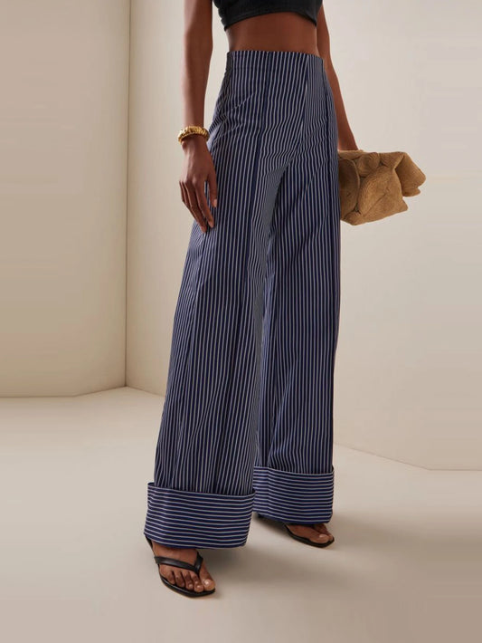 Women's Striped Casual Wide Leg Pants, Spring/Summer