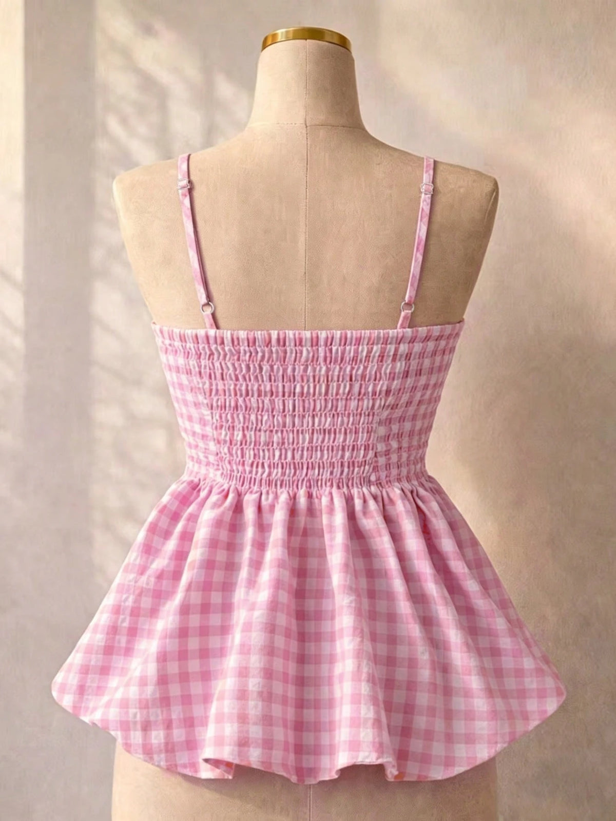 Women's Summer Camisole, Women's Plaid Camisole Top For Vacation, Graduation, Wedding, Back To School, Vintage Style, Party, Lunch, Cute Casual Summer, Sweet Romantic Country Style, Textured, Loose Co