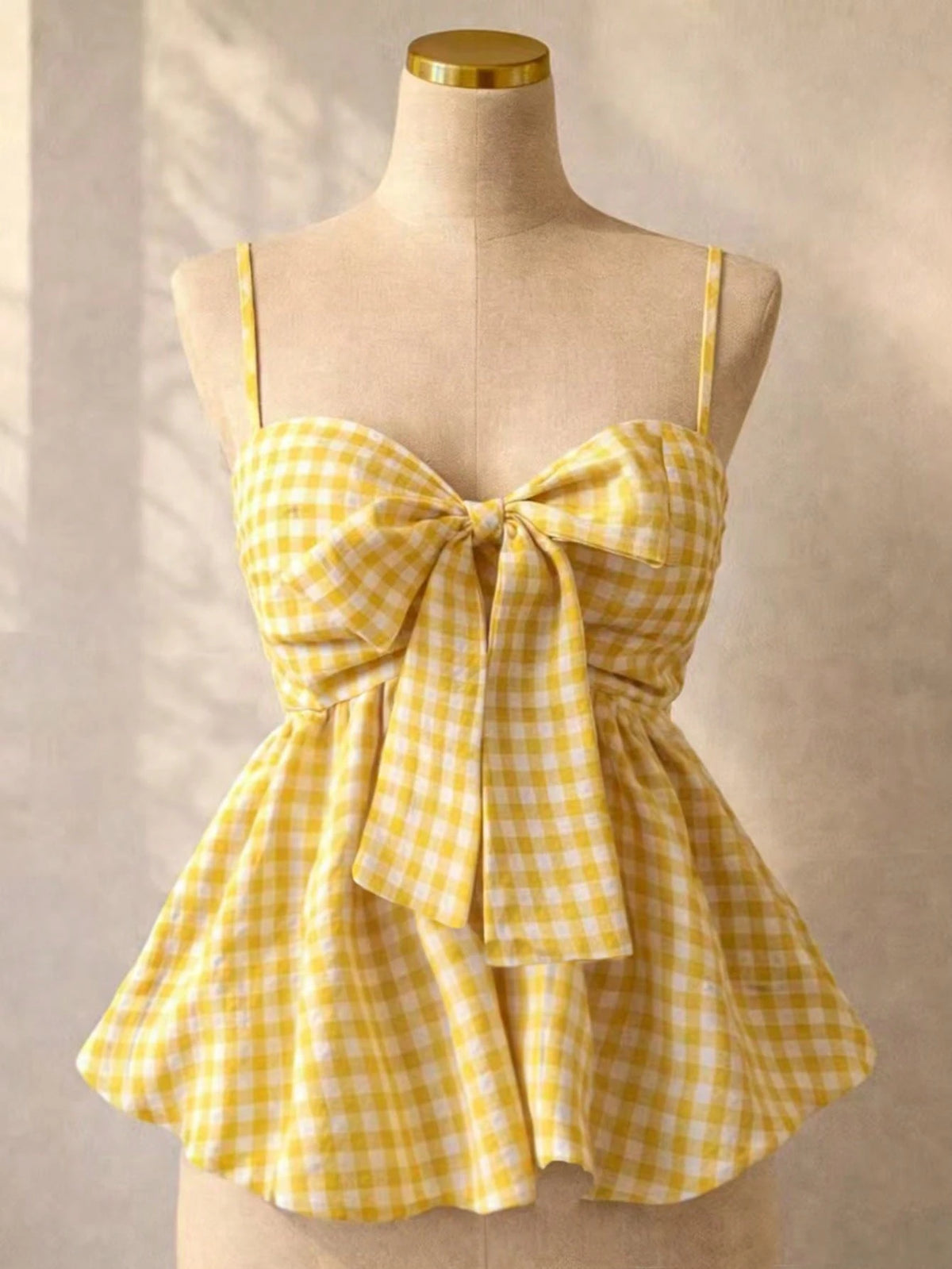 Women's Summer Camisole, Women's Plaid Camisole Top For Vacation, Graduation, Wedding, Back To School, Vintage Style, Party, Lunch, Cute Casual Summer, Sweet Romantic Country Style, Textured, Loose Co