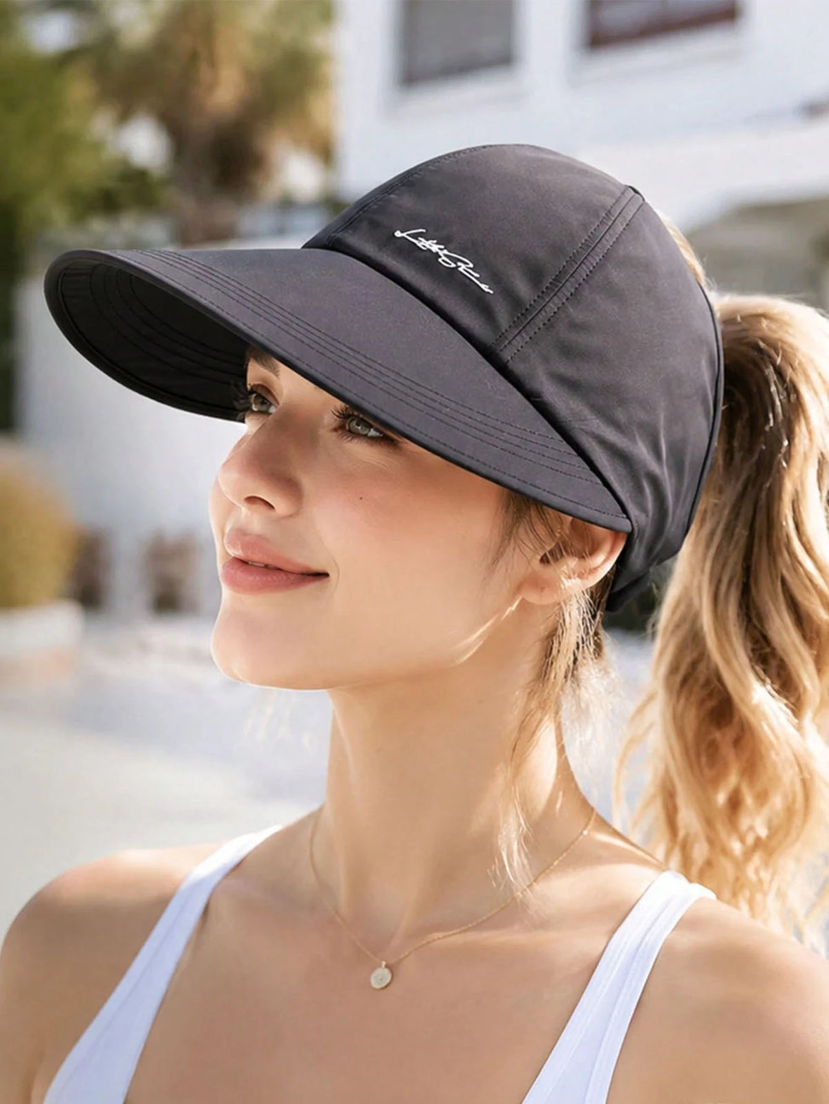 Women's Summer Quick-Dry Wide Brim Sun Hat, Half-Open Top Design, Suitable For Ponytail, UV Protection, Breathable, Suitable For Hiking, Travel And Beach