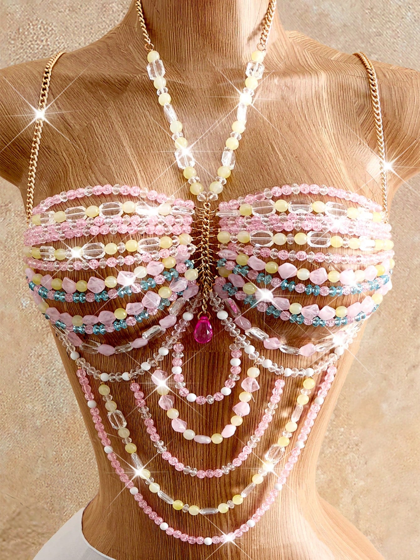 Women's Summer Vacation Boho Ribbed Pearl Chain Strap Backless Camisole Music Festival White