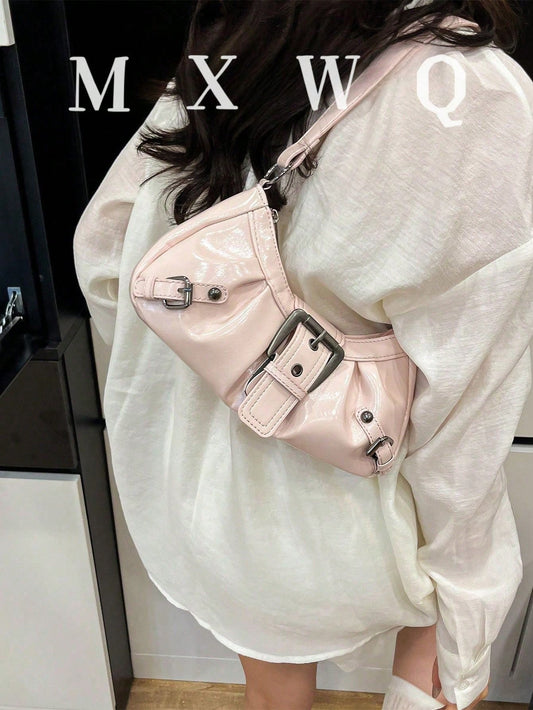 Women's Vintage Punk Rivet Motorcycle Shoulder Bag, Commuter Underarm Bag