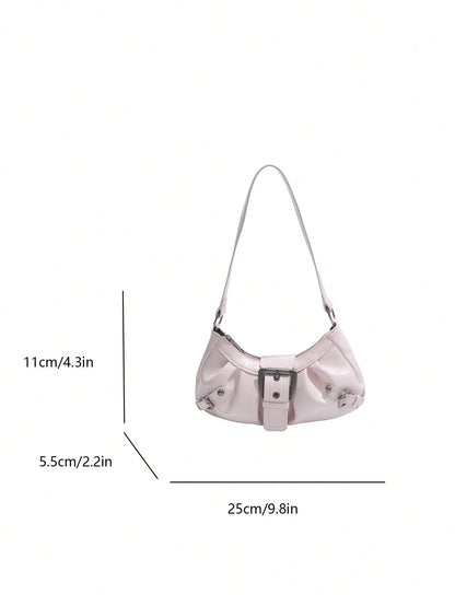 Women's Vintage Punk Rivet Motorcycle Shoulder Bag, Commuter Underarm Bag