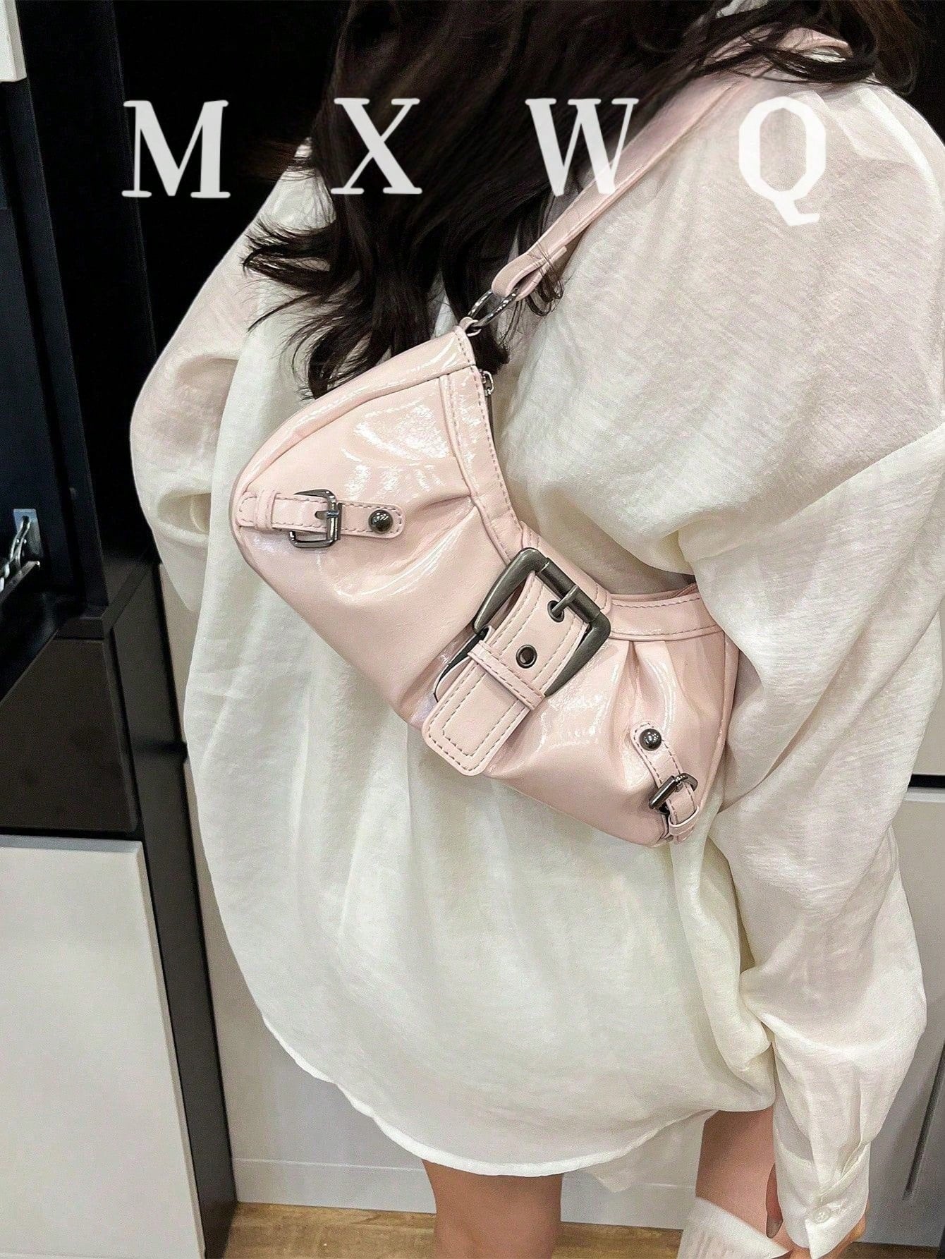 Women's Vintage Punk Rivet Motorcycle Shoulder Bag, Commuter Underarm Bag