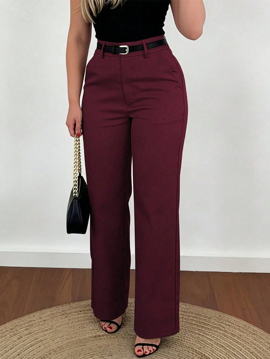 Women's Wide Leg Pants, Elegant Fashionable Commuter Wear With Pockets, No Belt, Bohemian Street Style Suitable For Spring/Summer Casual, Commuting And Vacation Wear