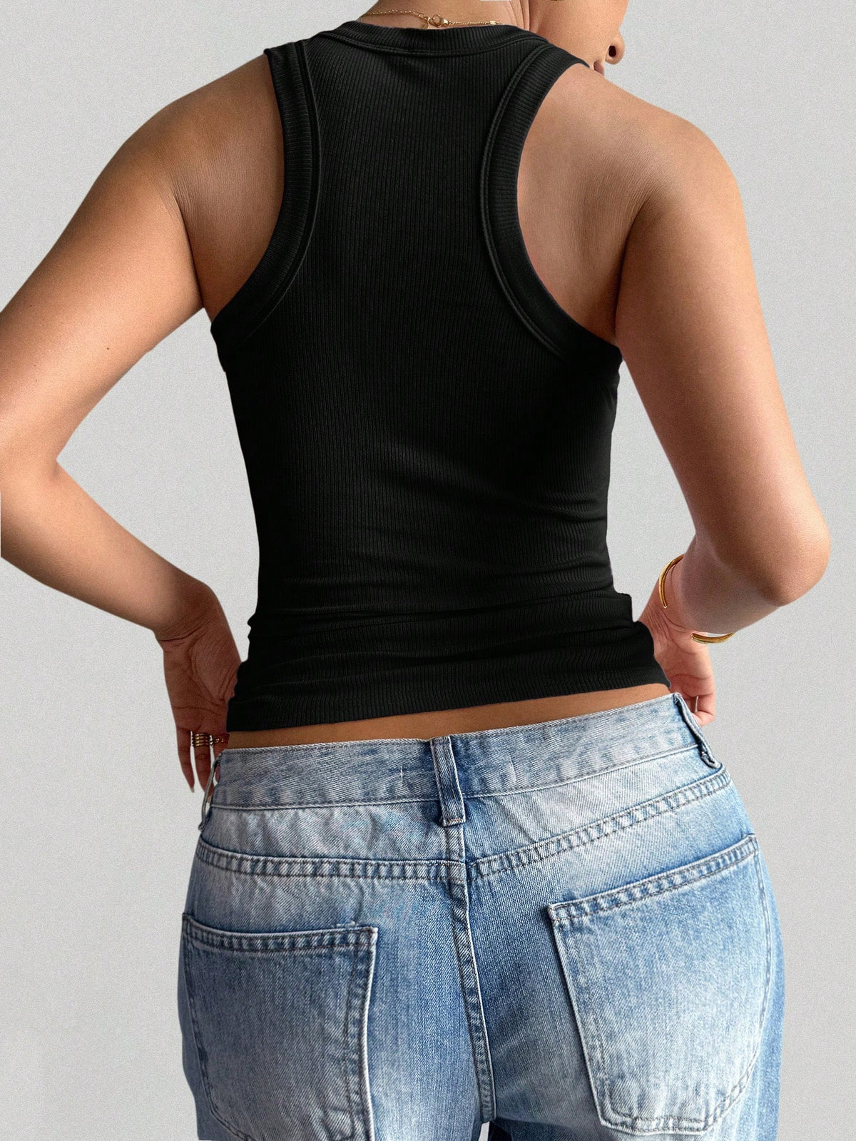 Women's Y2K Sexy Basic Casual Sports Homewear Square Neck Top Black Summer