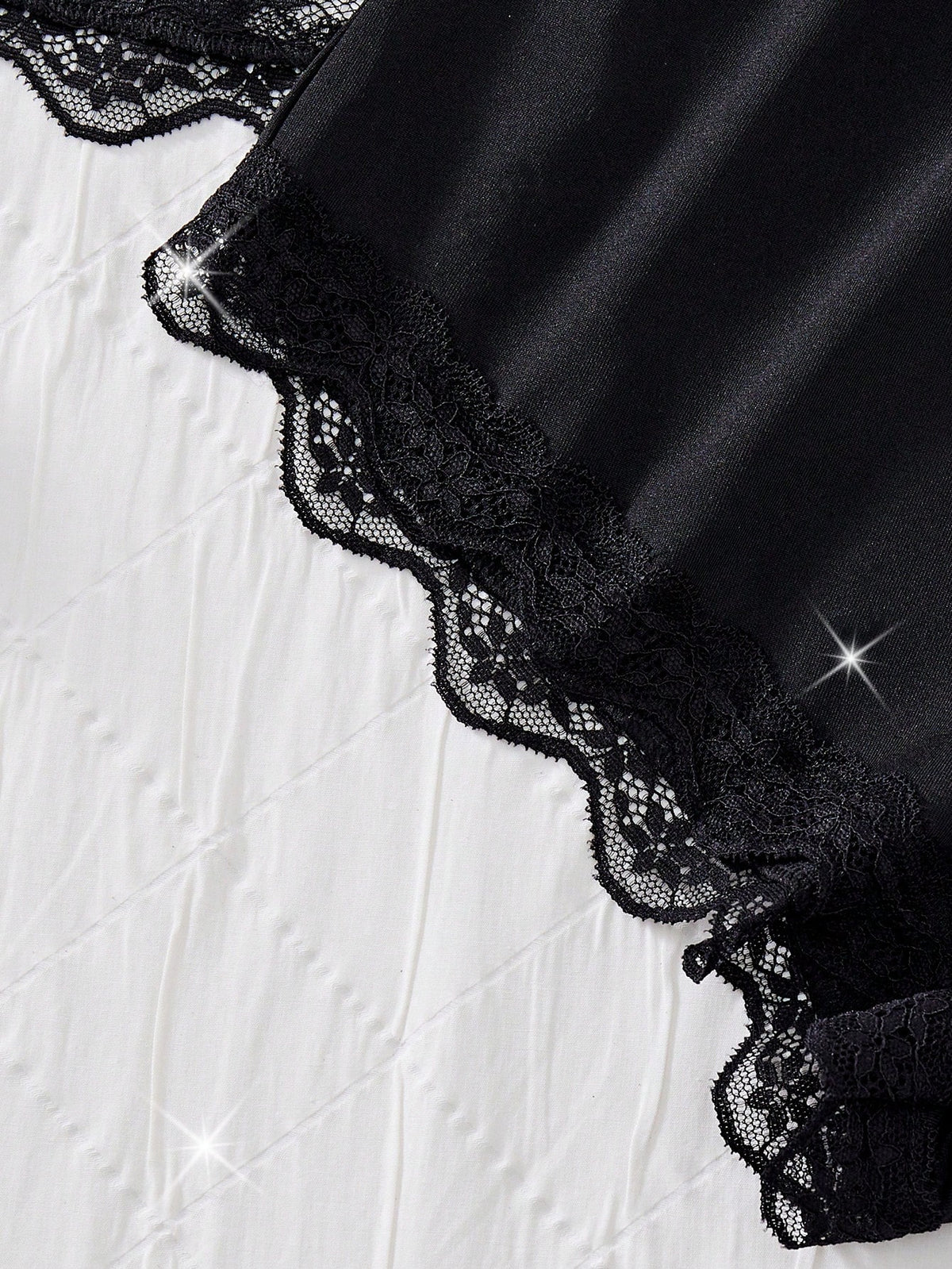 Women Sheer Floral Lace Sexy Lingerie Sleepwear Set V Neck Open Back Split Hem Camisole+Elastic Waist Shorts Soft Lightweight Pajamas Honeymoon Trip
