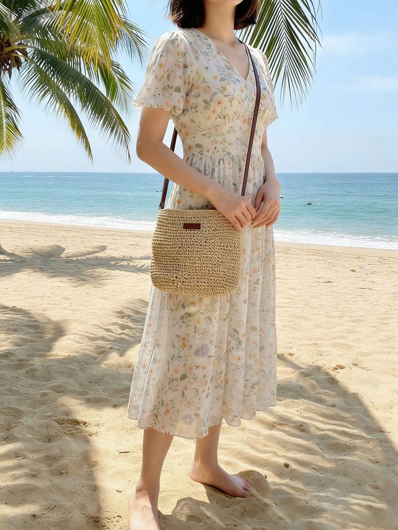 Women Straw Woven Crossbody Bag Summer Beach Shoulder Handbag Tote Bag White Woven Bag