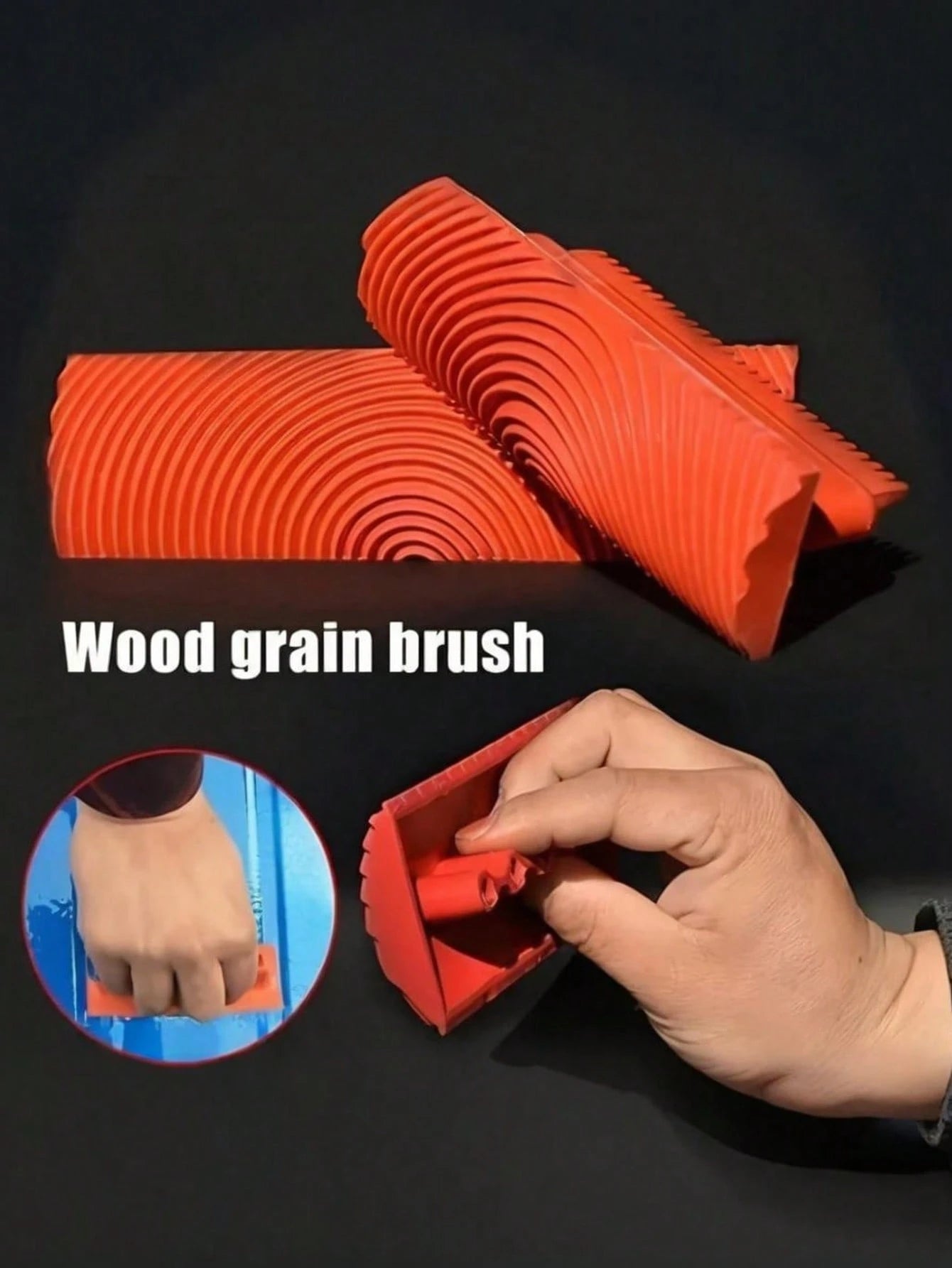 Wood Grain Effect Rubber Texture Paint Roller Brush- 1pc Artistic Wallpaper & Paint Finishing Tool For Paint Printing, Drawing