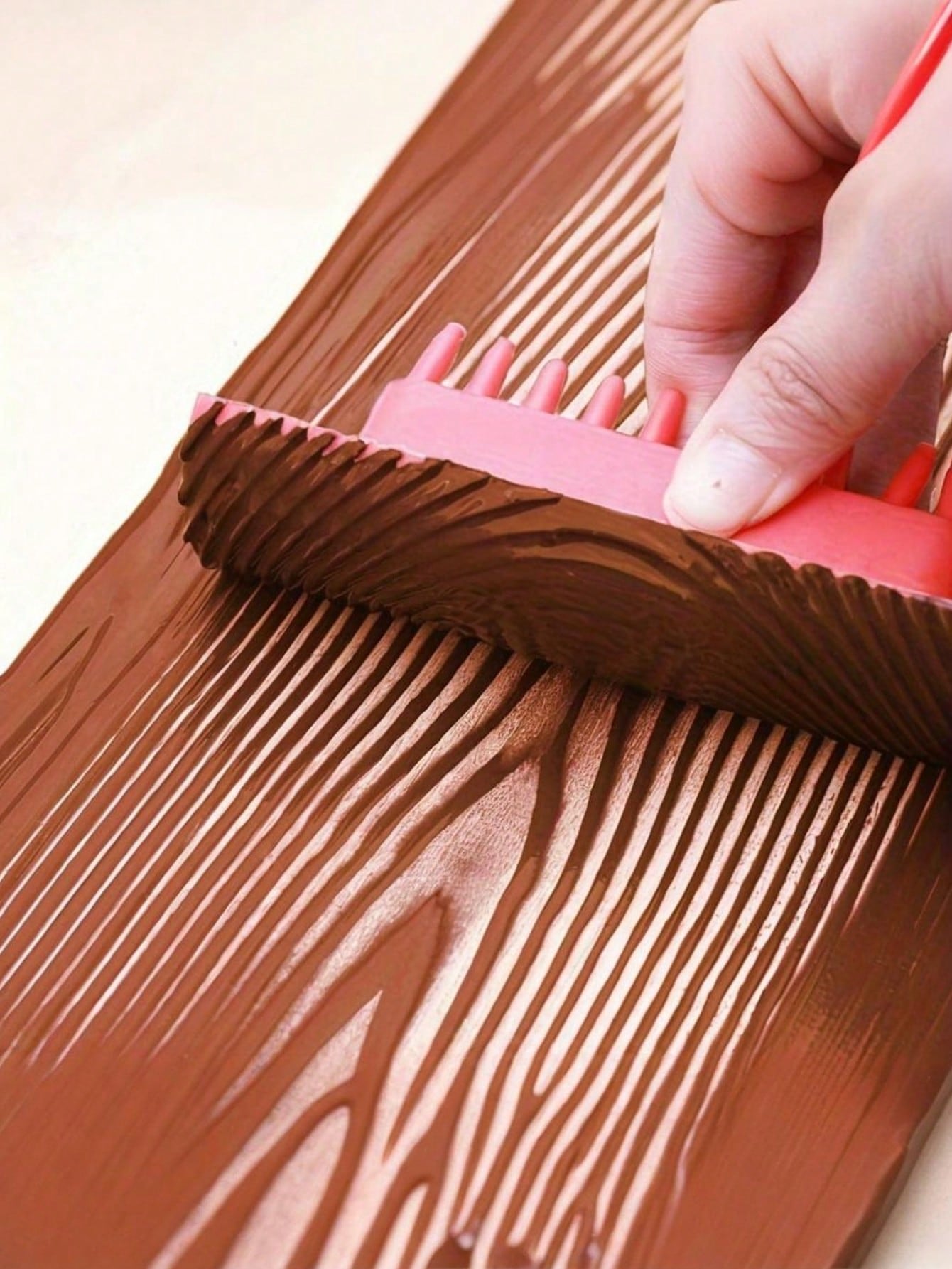 Wood Grain Effect Rubber Texture Paint Roller Brush- 1pc Artistic Wallpaper & Paint Finishing Tool For Paint Printing, Drawing