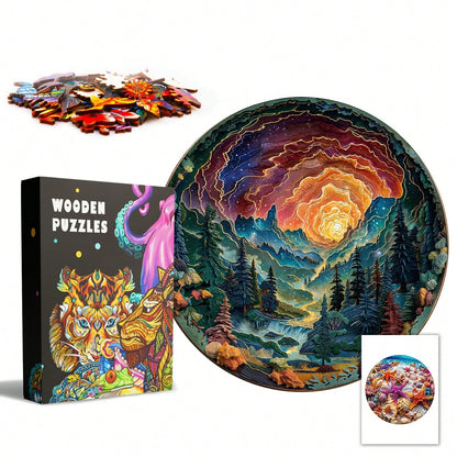 WOODBESTS 1PC Cave Sky Wooden Irregular Puzzle, Animal-Shaped 2D Jigsaw Toy For Kids And Adults. Educational Game, Great Gift For Party, Holiday, Christmas And Birthday. Unique Magical Desktop Decor &