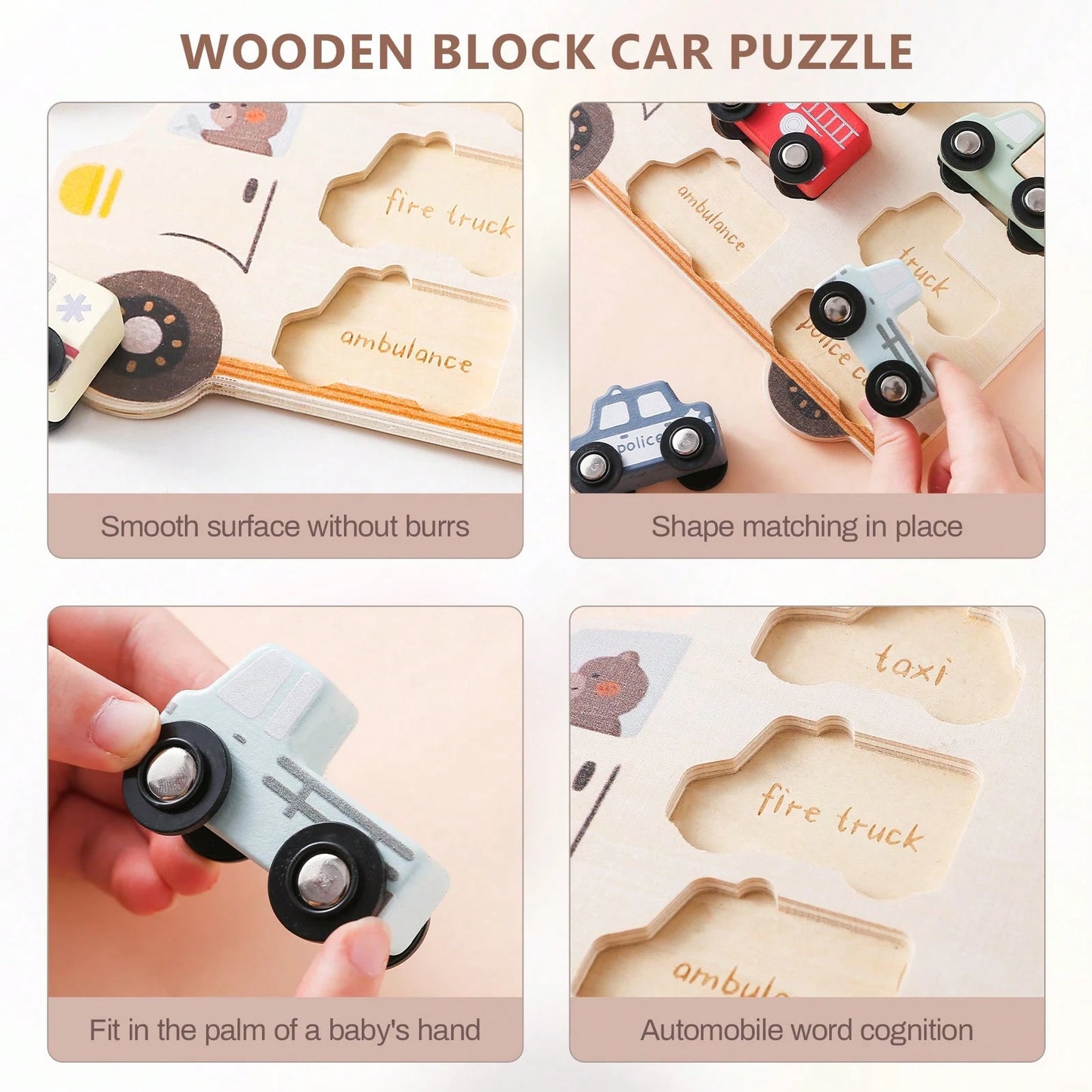 Wooden Baby Push And Pull Toy Car, Transportation Model, Inlay Board Matching Toy, Toddler Shape Recognition, Hand-Eye Coordination Training, Baby Early Education, Puzzle Enlightenment Toy