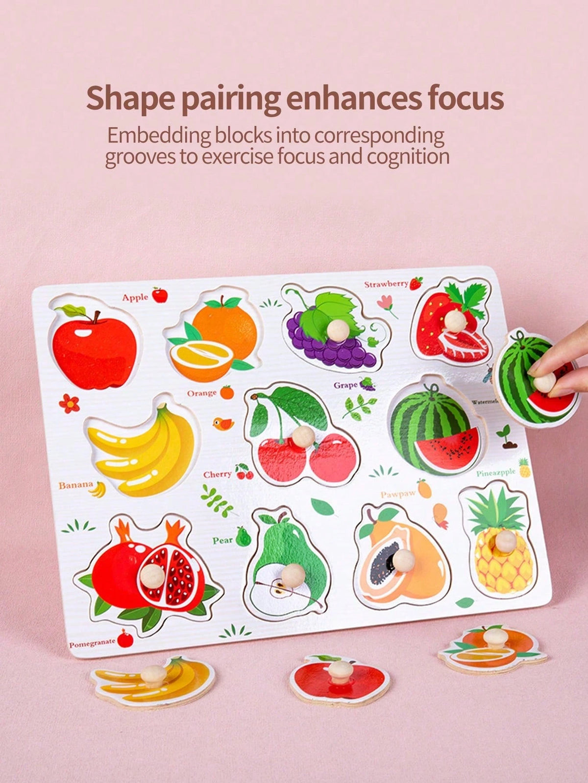 Wooden Embedded Hand Scratching Board, Early Education Animal Cognitive Puzzle, Transportation Tool, Cartoon Toddler Baby Educational Toys