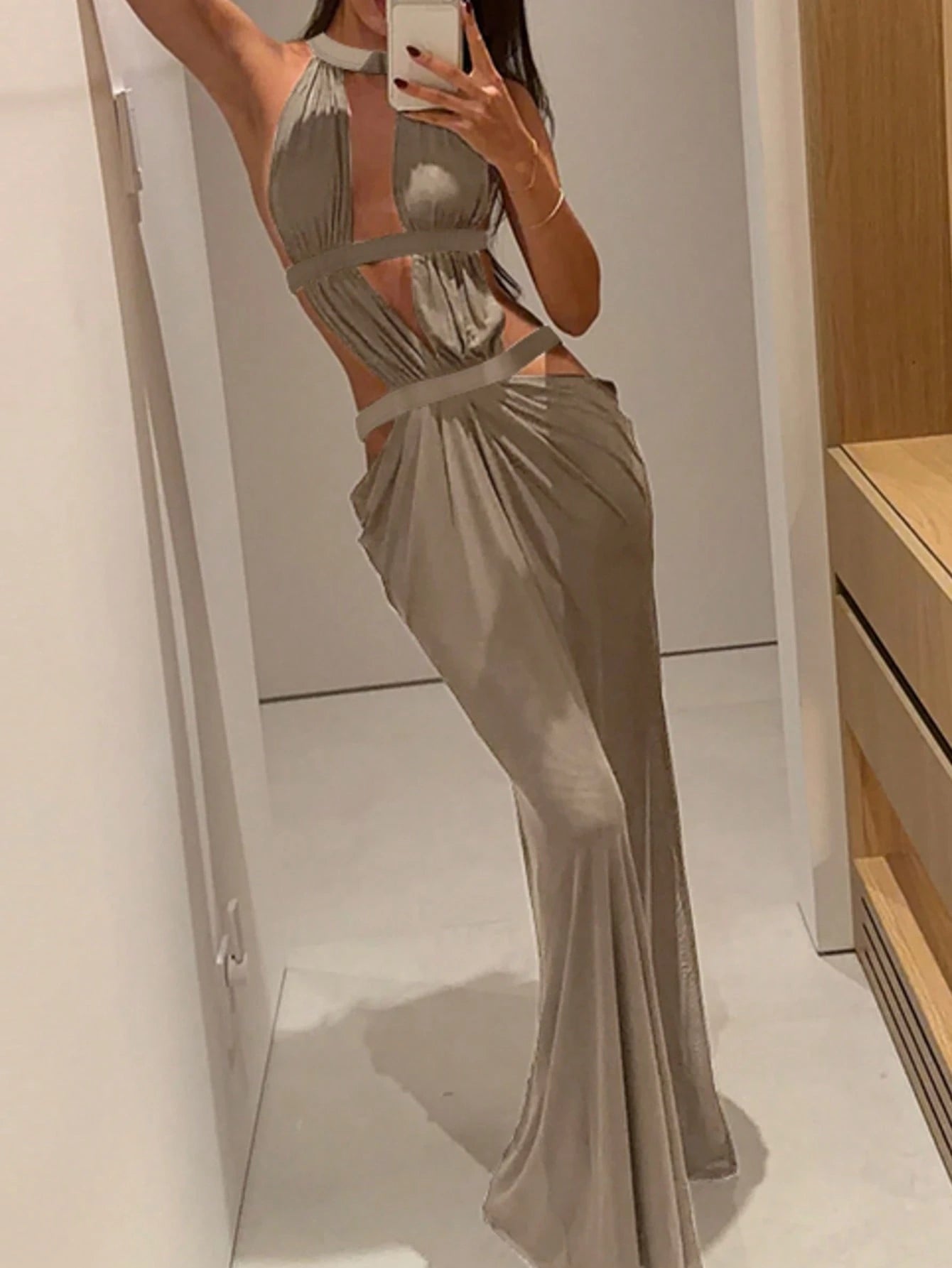 WOWDARK Summer Dress Khaki Fashionable Women's Clothing Sparkling Ribbon Sexy Hollow Out Casual Vacation Ladies Elegant Dress, Suitable For Carnival, Dates, Gatherings, Parties, Travel, Vacation, Beac