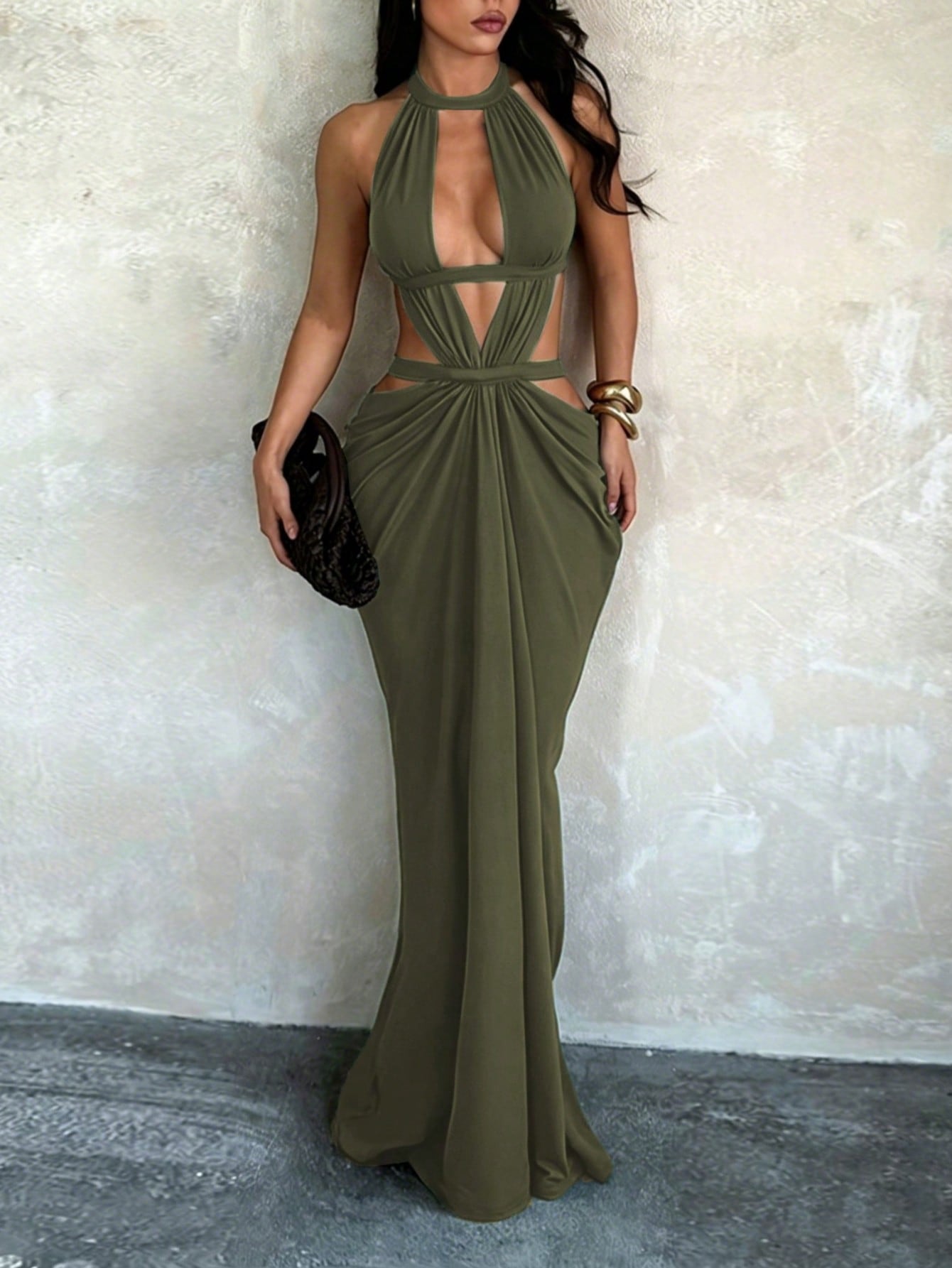 WOWDARK Summer Dress Khaki Fashionable Women's Clothing Sparkling Ribbon Sexy Hollow Out Casual Vacation Ladies Elegant Dress, Suitable For Carnival, Dates, Gatherings, Parties, Travel, Vacation, Beac