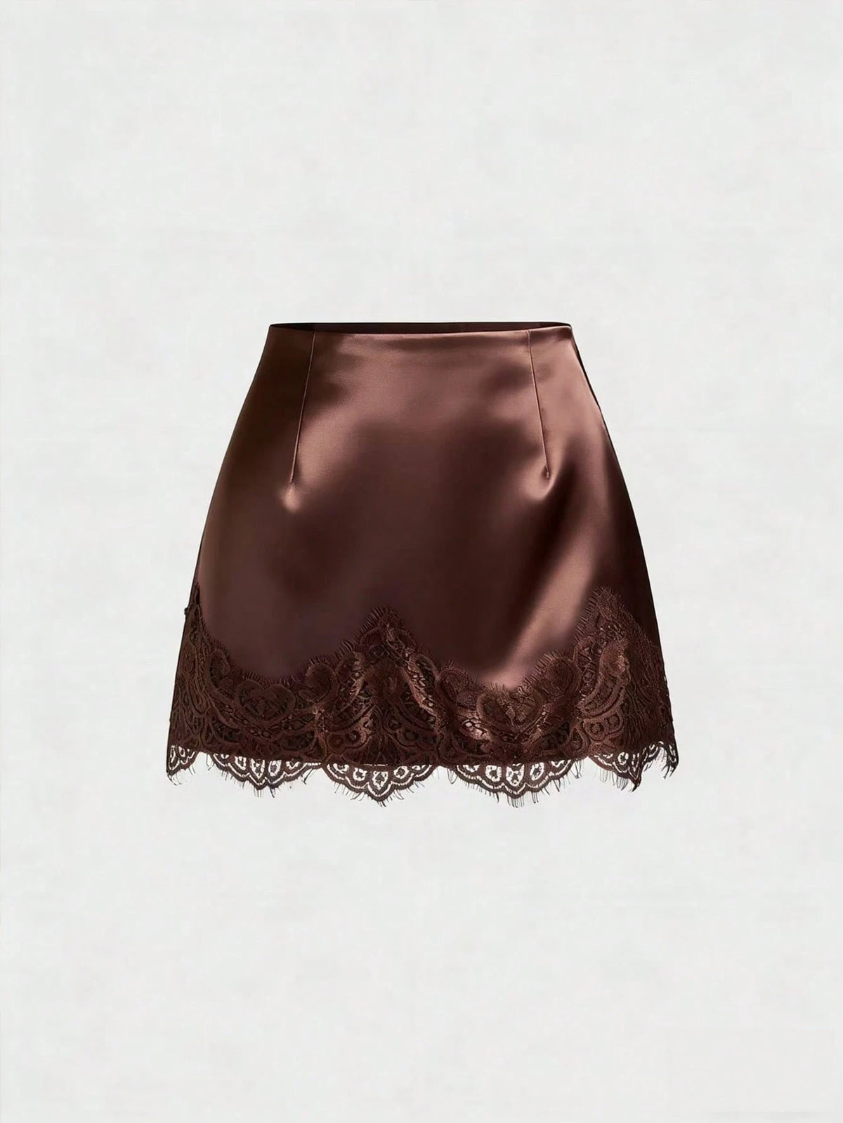 x Luisa Sonza Sweetra Elegant French Retro Satin Brown Floral Patchwork Casual Skirt, Chic Early Spring New Arrival