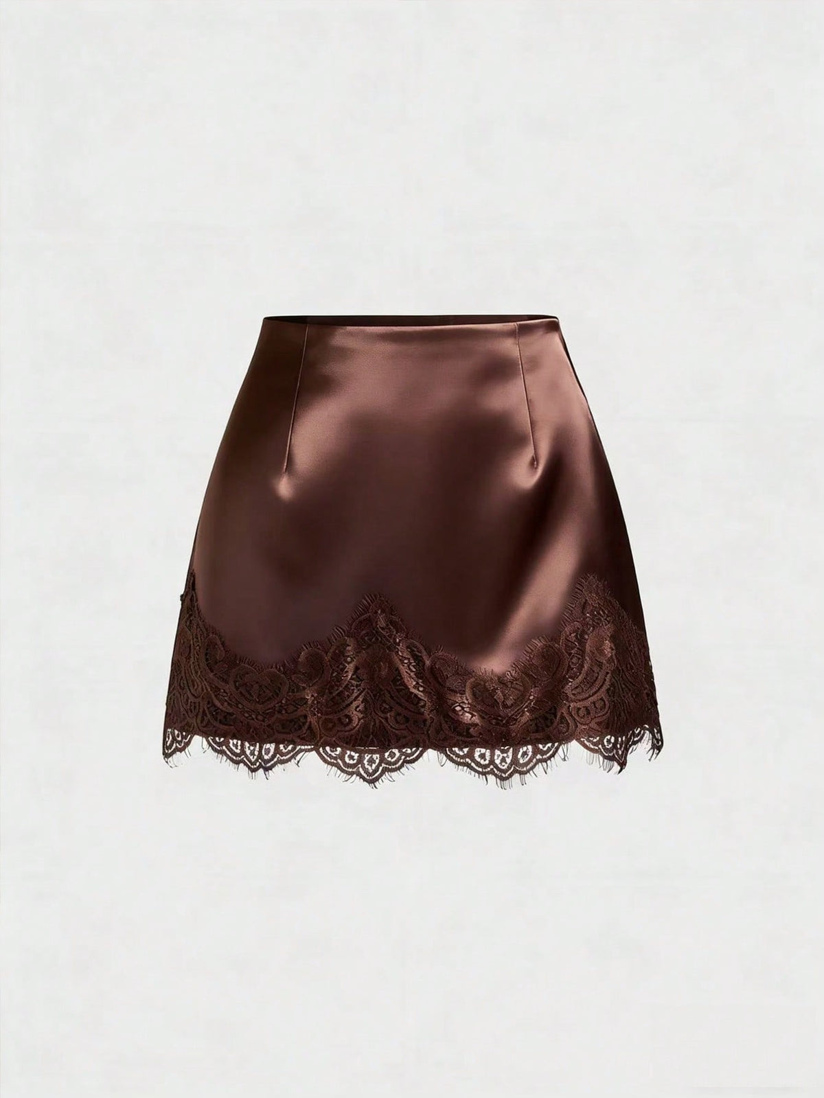 x Luisa Sonza Sweetra Elegant French Retro Satin Brown Floral Patchwork Casual Skirt, Chic Early Spring New Arrival