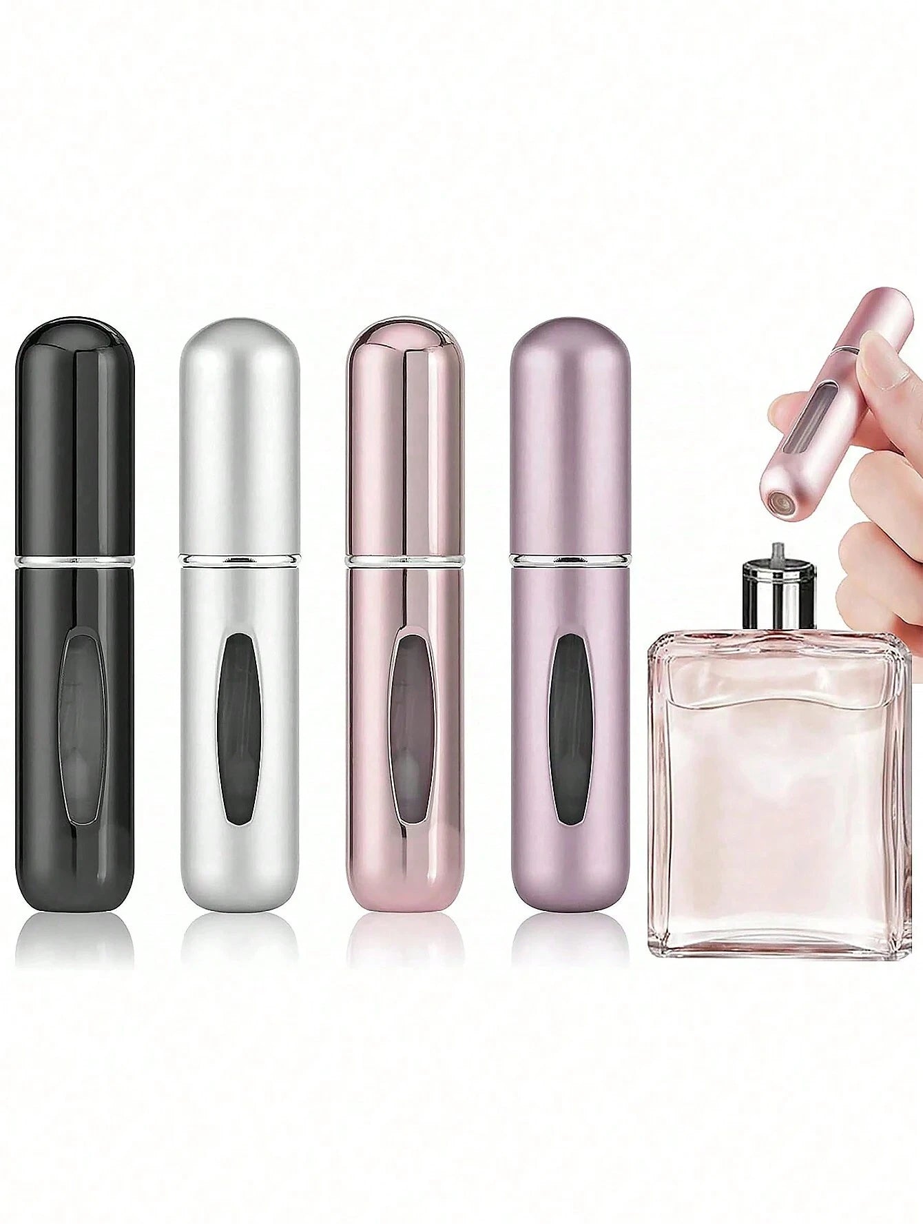 X Milania Collab 4pcs/Set 5ml Refillable Perfume Bottles, Mini Portable Aluminum Spray Bottles,Giveaways,Travel,Cheap Stuff,Travel Essential