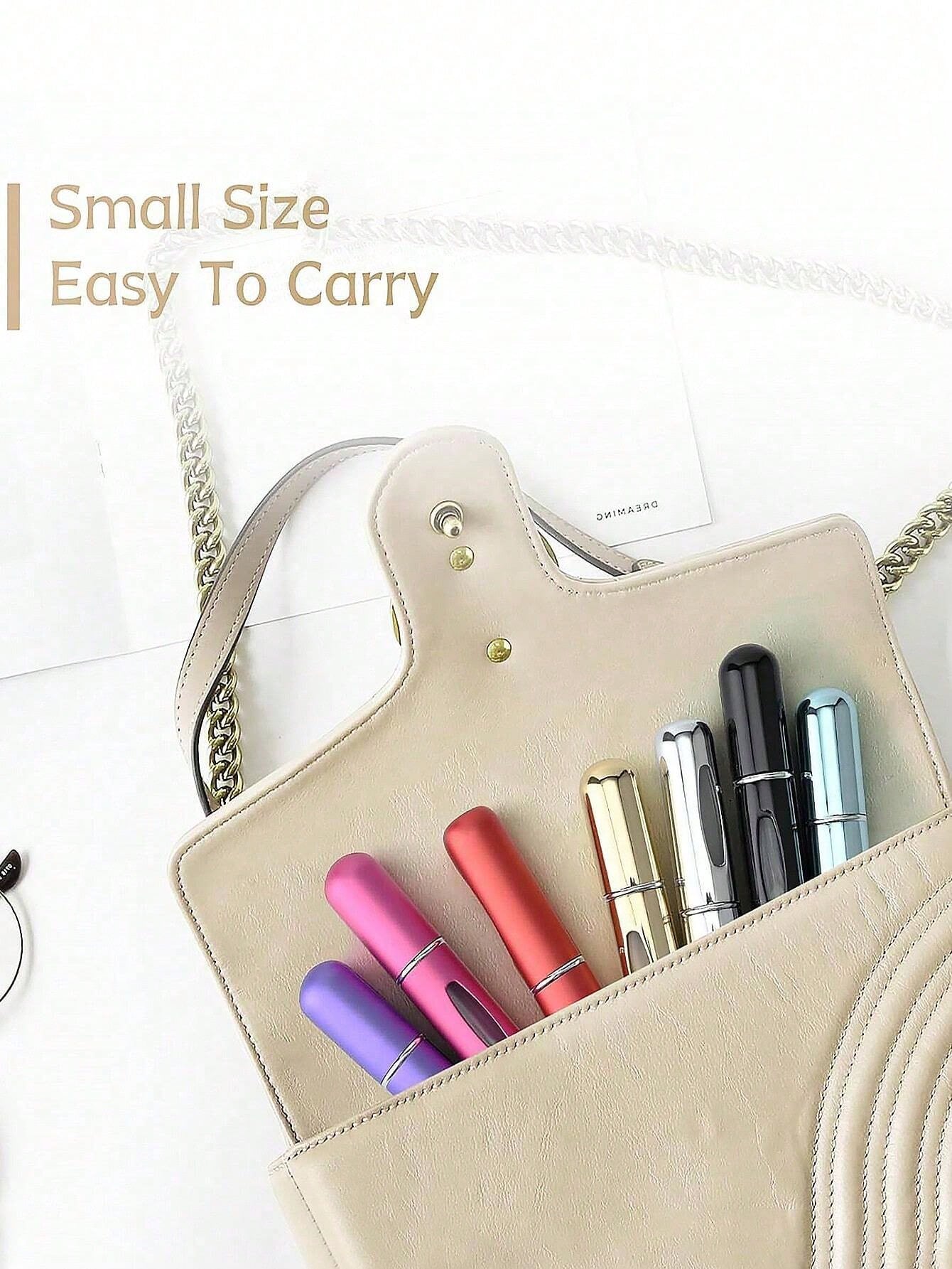 X Milania Collab 4pcs/Set 5ml Refillable Perfume Bottles, Mini Portable Aluminum Spray Bottles,Giveaways,Travel,Cheap Stuff,Travel Essential