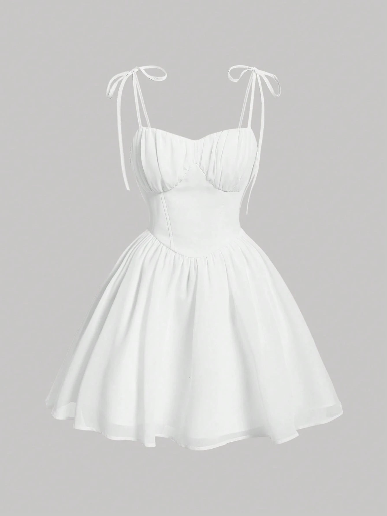 X YERIMUA MOD Women's Ruched Bust Milkmaid Cami Dress,White Graduation Dress