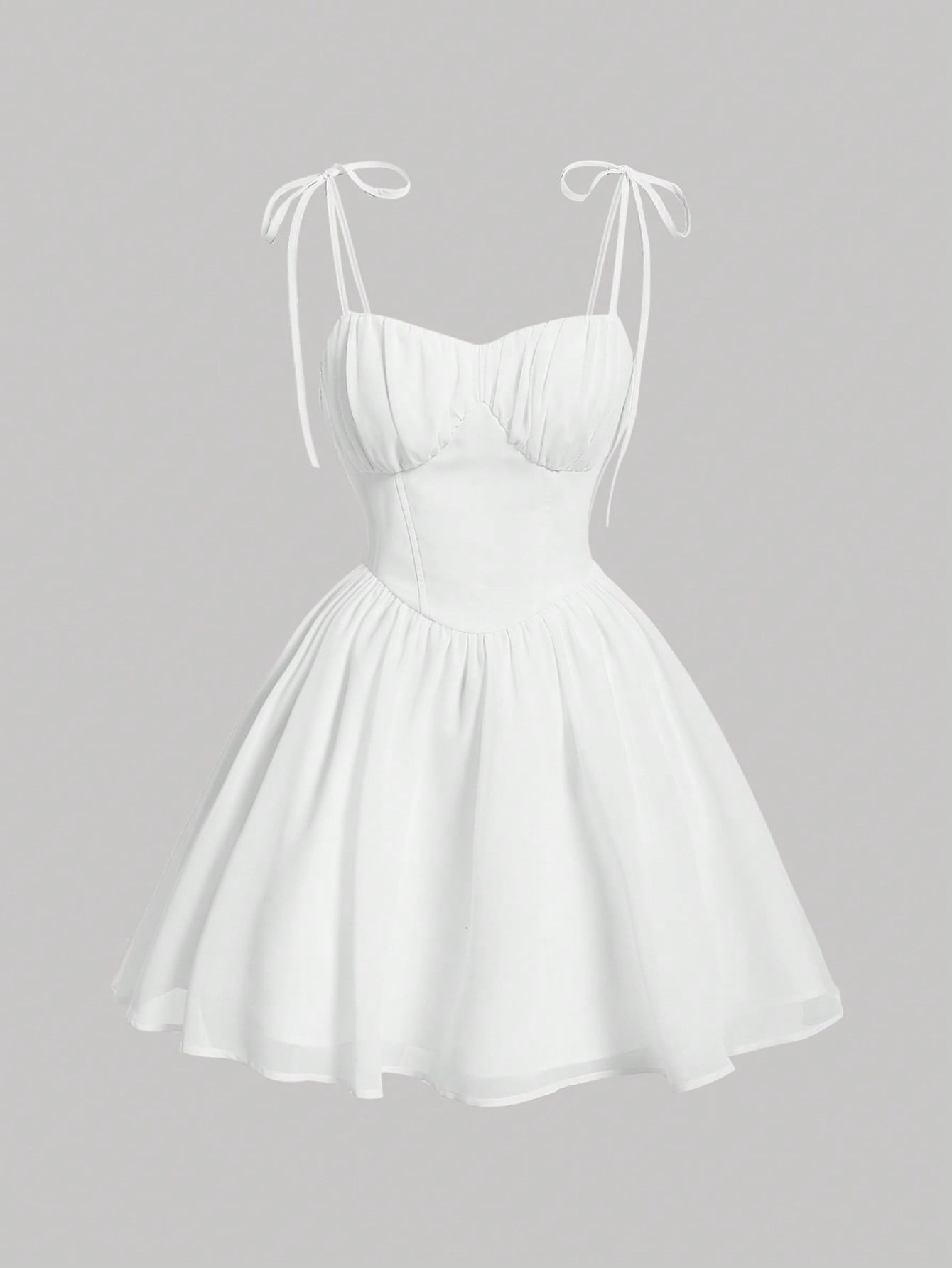 X YERIMUA MOD Women's Ruched Bust Milkmaid Cami Dress,White Graduation Dress