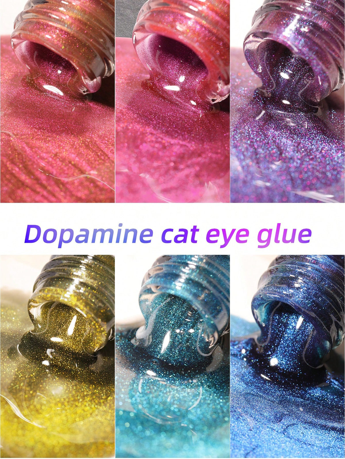 XEIJAYI 15ml Dopamine Dual-Color Cat Eye Gel Nail Polish, Shiny Semi-Transparent Effect, Salon-Grade Manicure, 6 Color Options, High-Quality DIY Nail Art- Includes Magnetic Stick