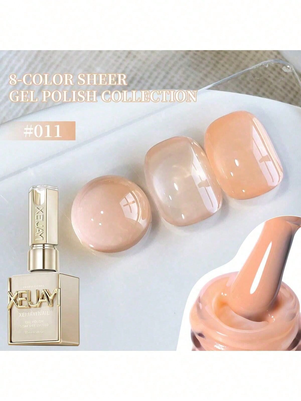 XEIJAYI 1Pc 15ML Milky White Pure Nail Polish Gel Nail Add Semi-Permanent Soak Off UV LED Construction Gel Varnish