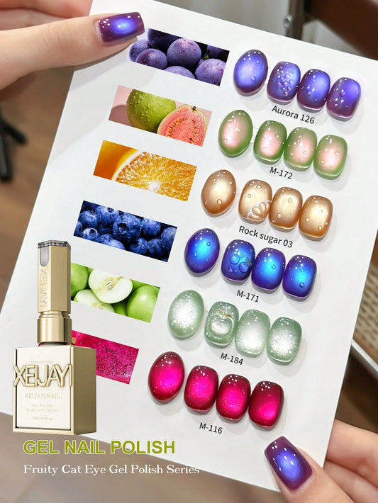XEIJAYI 6-Color Set Cat Eye Nail Polish Gel 2025 New Style Blue Pink Cat Eye Nail Art Suitable For Women's Nail Salon Design